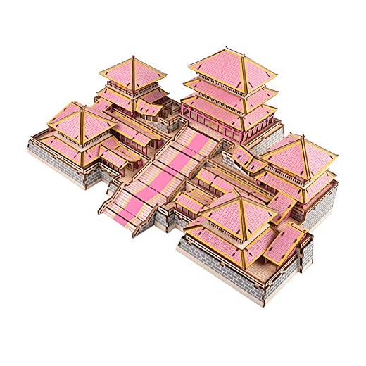 FastUU Gör-det-själv barn 3D-pussel, kinesiskt hus trä modell 3D-pussel sammansatt leksak med vackert utseende för heminredning