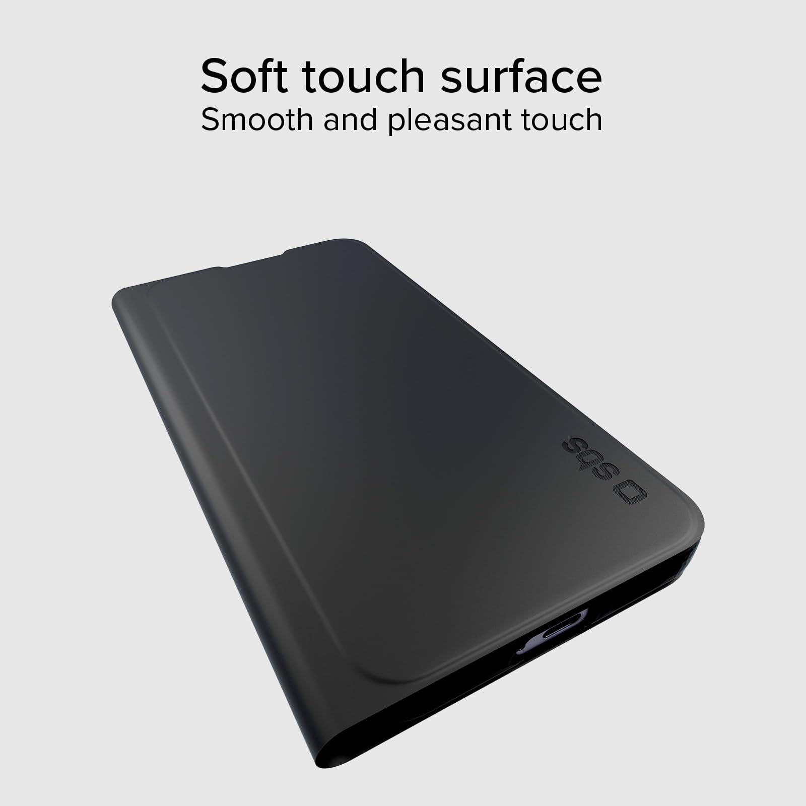 SBS Gładkie etui z klapką do Samsung Galaxy S25 - Powierzchnia Soft Touch, kieszeń na karty, wbudowana podstawka, magnetyczne zamknięcie, łatwy dostęp do przycisków, czarny