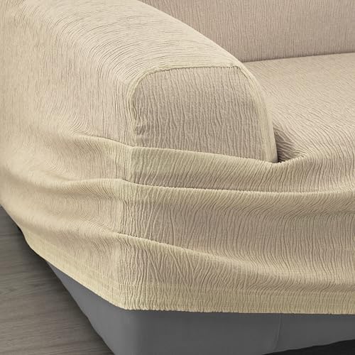 Martina Home Emilia Elastischer Sofabezug für 3-Sitzer, Beige, 170 bis 220 cm Breite