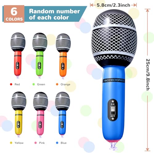 Image of Zhanmai Inflatable Microphones Blow up Microphone Assorted Colors Inflatable Microphone Props Plastic Toys for Musical Concert Themed Party Birthday Party Decoration Role Play Supplies(72 Pieces)