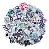 Navy Peony Vintage Camera Stickers (35 Pieces) | Waterproof Decals for Laptops and Phones | Stickers for Scrapbook and Journal