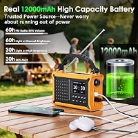 Mesqool DAB/DAB+/UKW Digitalradio mit Bluetooth 5.0, Solar Notfallradio mit Leselicht, 2,4" Farbdisplay, Tragbare Camping Kurbelradio mit USB Handyladefunktion, Dual Wecker, SOS-Alarm für Outdoor – Ansicht 6