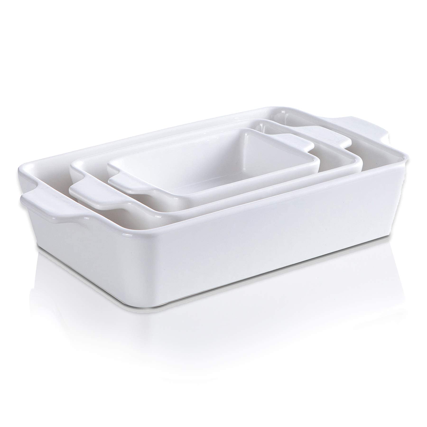 White Ceramic Bakeware Set, Baking Dishes Set for Oven Large Casseroles Dish Temptations Deep Baking