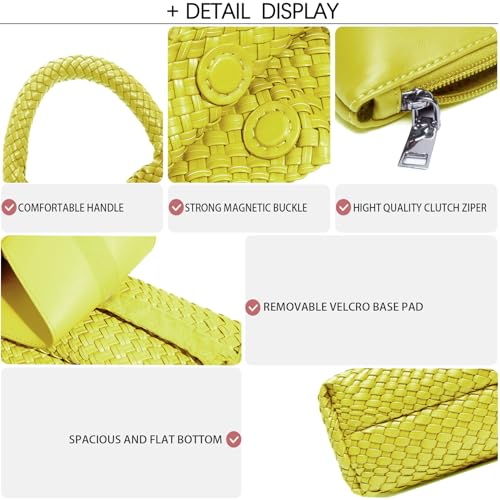 Image of JINMANXUE Woven Tote Bag for Women, Fashion Hobo Handbag, Travel Top-handle Shoulder Bag, Beach Underarm Bag with Purse