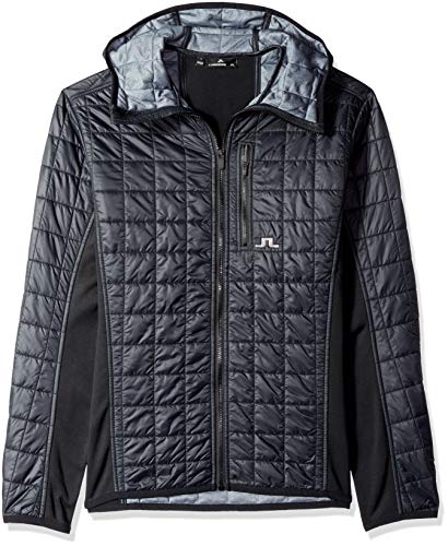 J.Lindeberg Men's Hooded Hybrid Jacket, Black, XX-Large