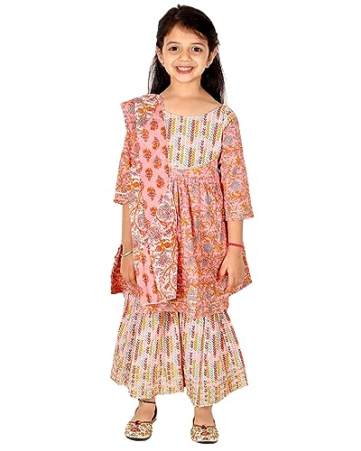 Image of Chandrakala Kids Kurta Sharara with Dupatta for Girls(KG118)