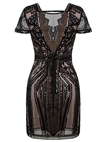 Image of Vijiv 1920s Short Prom Dresses V Neck Inspired Sequins Cocktail Flapper Dress