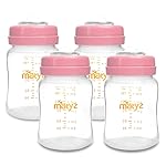 Matyz 4-PACK Breast Milk Collection And Storage Bottles (Pink, 6oz Each) - No BPA Breastmilk Storage Containers With Lids - Pumping Storage Bottles For Philips Avent Medela Spectra Breast Pumps