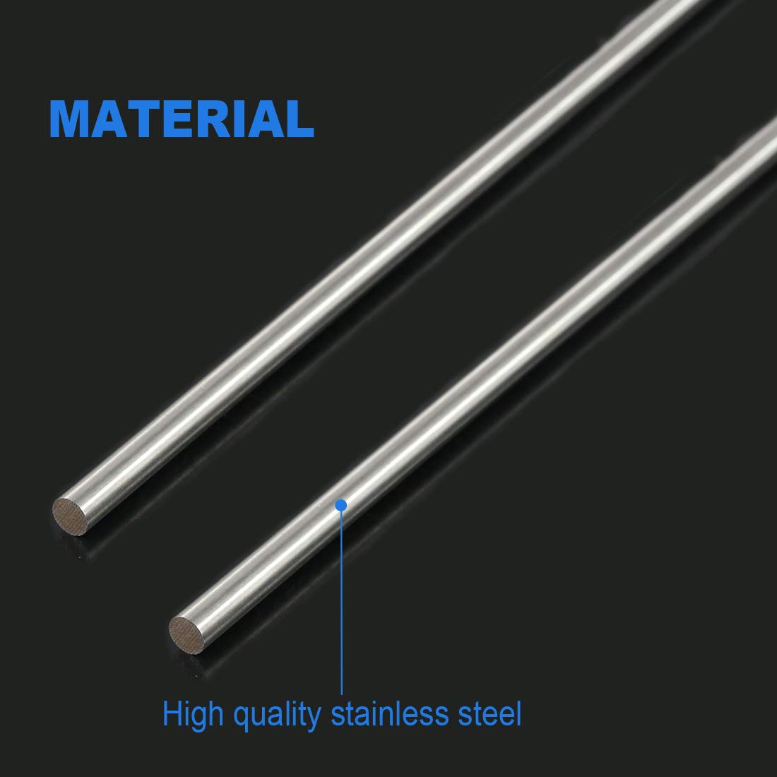 Glarks Barra per tornio in acciaio INOX 6 mm x 356 mm 2 pezzi per modellini RC