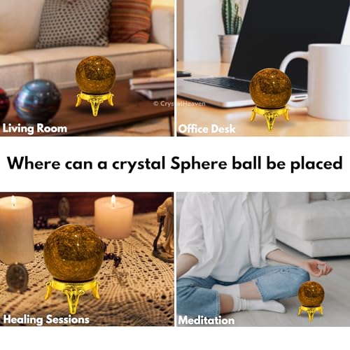 Image of Certified Bronzite Crystal Ball for Meditation - Premium Crystal Vastu Items for Home and Feng Shui Items for Good Luck - Ideal for Pooja Supplies and Spiritual Practices (2 inch Inch)