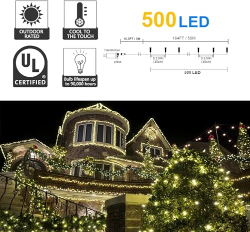 Kemooie500ledchristmasstringlights164ft8lightingmodewithmemoryplugingreenwirewaterprooflightsforoutdoorbirthdaychristmasweddingpartygardenbalconydecorationswarmwhite Urban Country Home Decor Kemooie 500 led christmas string lights 164ft 8 lighting mode with memory plug in green wire waterproof lights for outdoor birthday christmas wedding party garden balcony decorations warm white urban country home decor