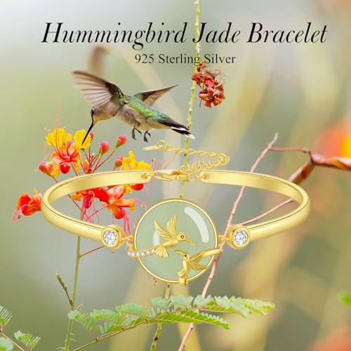 Jade Bracelet for Women 14k Gold Plated Sterling Silver Tree of Life/Lotus/Cat/Hummingbird/Dragonfly/Bee/Butterfly Jade Jewelry Christmas Gifts for Mom Wife Grandma3