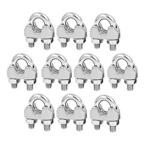 JUN-H 10 Pieces M5 U-Shaped Clamp Wire Rope Clamp U-Shaped Clamps, Stainless Steel For Tensioning Wire Ropes For Industry, Household, Shipping, Etc.