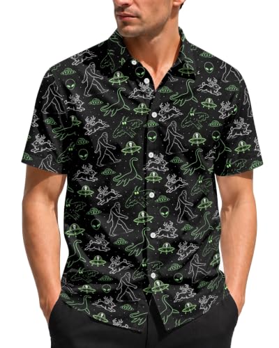 Image of 99TIMORO Horror Movie Men's Halloween Button Down Shirts Short Sleeve Top
