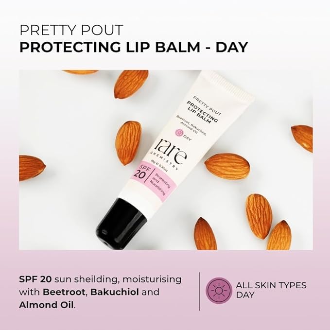 Image of Pretty Pout Protecting Day Lip Balm|SPF 20|Protection From Sun For All Skin Types|Contains Beetroot Extracts, Bakuchiol & Almond Oil|Fights Pigmentation|Berry Flavor (Pink)|10 gms