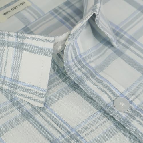 Image of GHPC 100% Cotton Checkered Half Sleeves Regular Fit Formal Shirt for Men