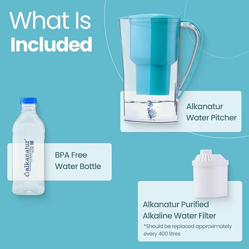 Miniatura 6 de Alkanatur Jarra de filtro de agua de hidrógeno alcalino, elimina fluoruro, cloro, microplásticos, PFA, plomo - Filtro de carbón de coco activado -