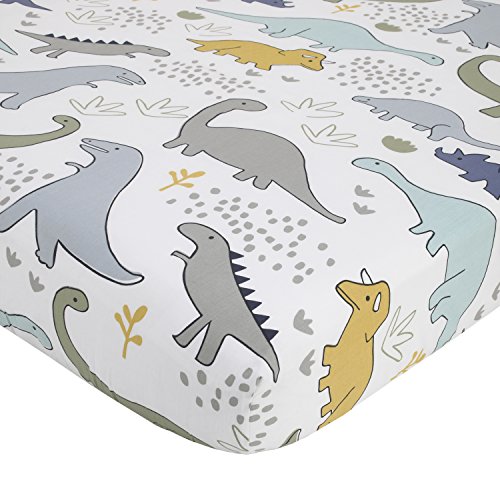 Nojo Dreamer Little Dinosaurs 8 Piece Nursery Crib Bedding Set, Navy Blue/Grey/White #TOP3