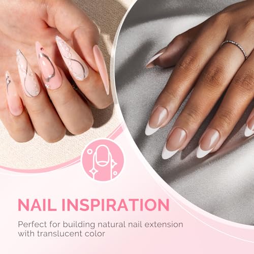 Image of MelodySusie 2PCS 15ML Clear Nude Pink Builder Nail Base Gel for Nails Thickening,Soak Off UV Extension Gel,Rhinestone Nail Glue in a Bottle for Nail Art Design Gift for Women