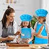 Bouiexye 1 Set Kids Apron and Chef Hat Set Children Apron Adjustable with 2 Pockets Children Chef Painting for Cooking Baking Painting Crafts Making (Blue #5