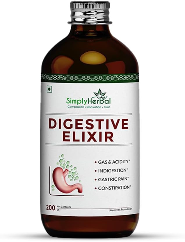 - Ayurvedic Digestive Elixir Syrup Tonic Enriched With 37 Digestion Enzymes Supplement for Gas & Acidity, Constipation, Bloating, and Improve Immune System - Pack of 1 (200ml Each)