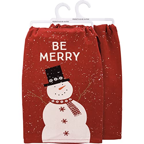 Primitives-by-Kathy-Decorative-Kitchen-Towel-Be-Merry-Adorably-Classic-Snowman-Theme Primitives by Kathy Decorative Kitchen Towel Be Merry Adorably Classic Snowman Theme