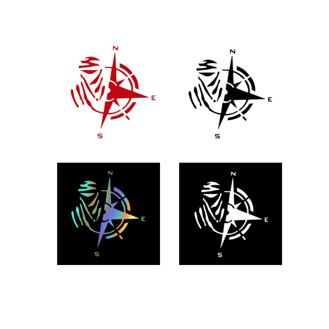 Adesivi Bussola Montagna - 2 Pezzi Nero Per Auto E Moto | Decorazione Stile Avventura - Foto 5