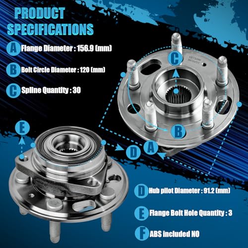 Image of Detroit Axle - 2 Front Wheel Bearing Hub Assembly for Chevy Malibu | 2013-2015 Impala 14-17, for Buick Lacrosse Regal 11-17 Cadillac XTS CTS 14-16, for GMC Terrain Equinox 10-17, 5 Lugs