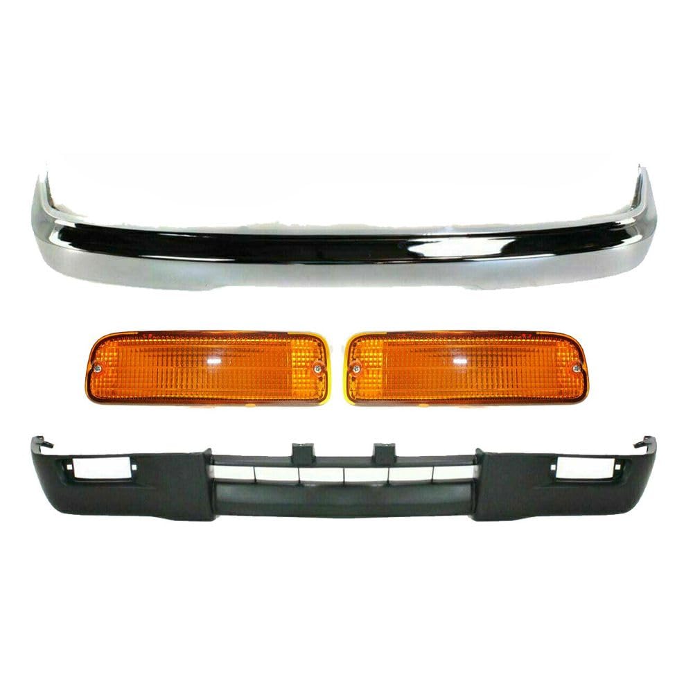 MNMSYH Bumper Parachoques Front Bumper Chrome Steel + Valance + Lights 4WD For Toyota For Tacoma DLX/SR5 95-97 8152035110 PBCA51380
