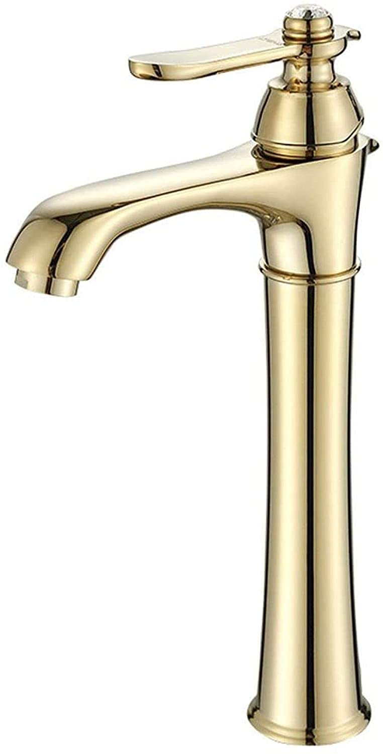 Mitigeur de lavabo anti-éclaboussures pour vasque haute et robinet d'évier or