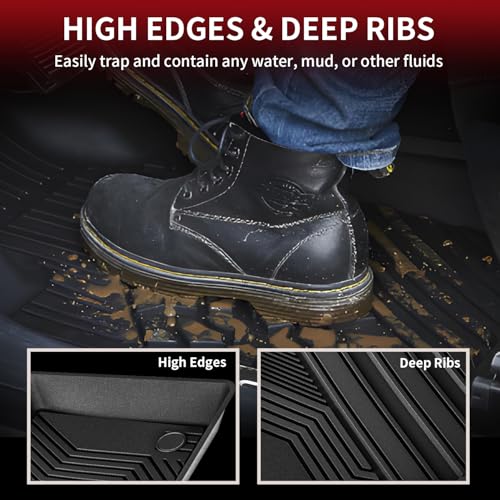 Image of LASFIT Floor Mats for Toyota Camry 2024-2018 FWD Only (Not Fit Hybrid or AWD), All Weather Custom Fit Floor Liner for Camry L /LE /SE /TRD /XLE /XSE Front & Rear 2 Row Car Mats, Black