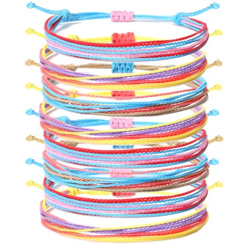 8 Pcs Handmade Braided Bracelet,Boho Surfer Bracelet Anklet, Adjustable Beaded Anklets, Anklet Summer String Rope Ankle, Bracelets Waterproof Surfer Beach Bracelet Jewelry for Women Men, Colorful