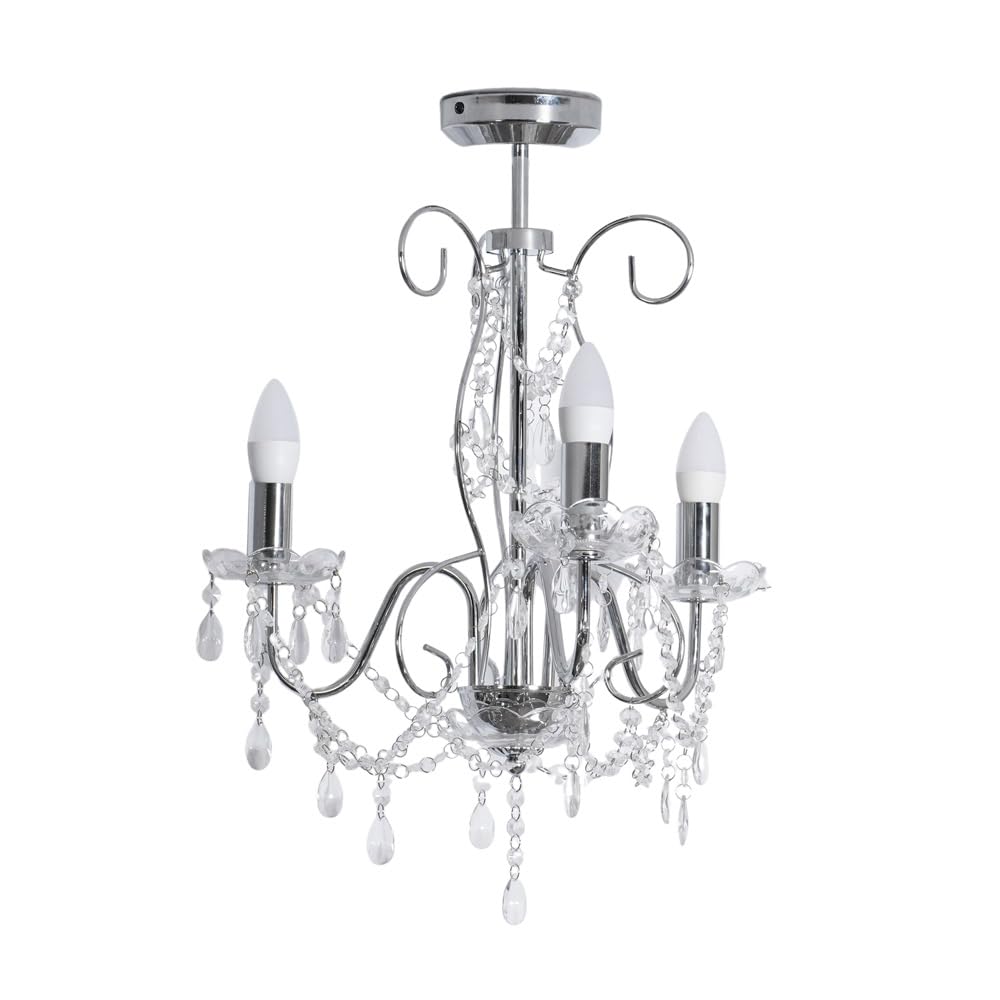 Valuelights Silver Viscount 3 Way Jewel Chandelier Ceiling Pendant Light In