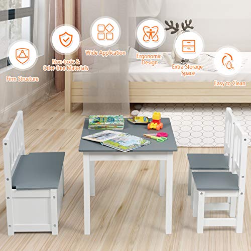 image for Costzon Kids Table and Chair Set, Wood Activity Table with Toy Storage