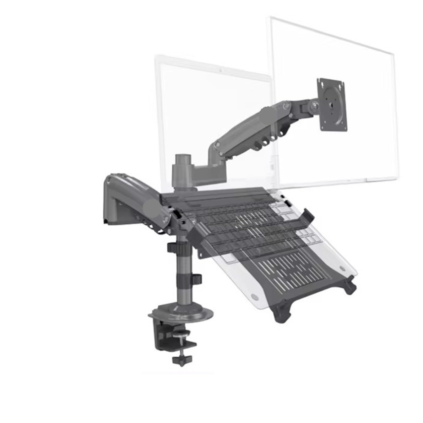 TKJfdTY H180 Fp-2 22" - 32" Lcd Tv Monitor Desktop Stand + 10" 17" Gas Spring Full Motion 2-12Kg Double Arm Clamp Hole，2 9KG MATTE