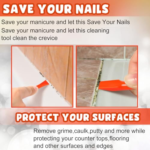 Image of Tallew 9 Pcs Plastic Scraper Set Paint Tool Non Scratch Putty, Orange | Razor Blade Scrapers for Label Sticker Removal, Safe on Wood Floors Windows, Multi-size Tools for Paint Stripping Work