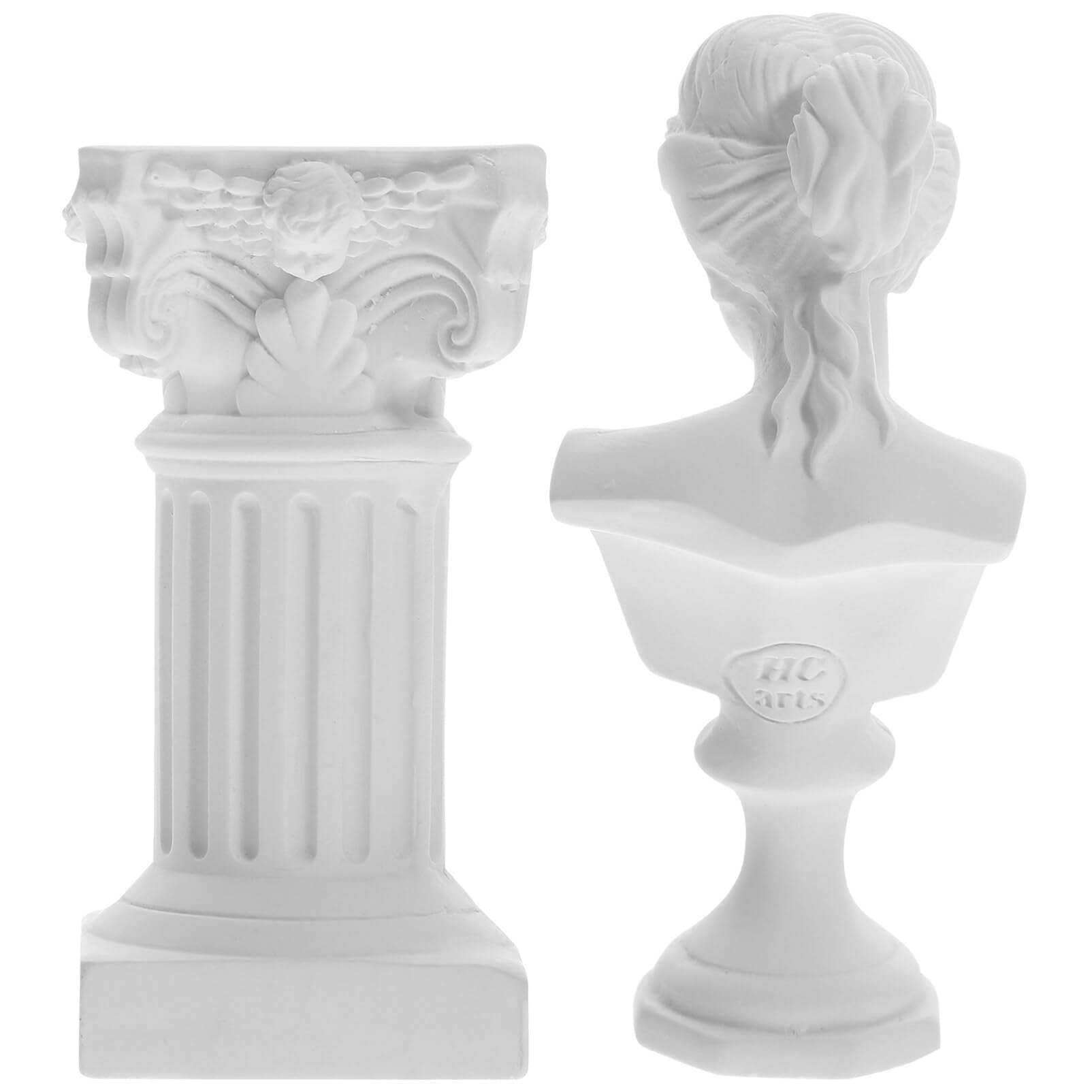 HOLIDYOYO Estatua Griega Decorativa De Resina Columna Romana Y Estatua De Cabeza De David Escultura De Mitología Griega para Museo Estantería De Oficina En Casa Decoración De Escritorio