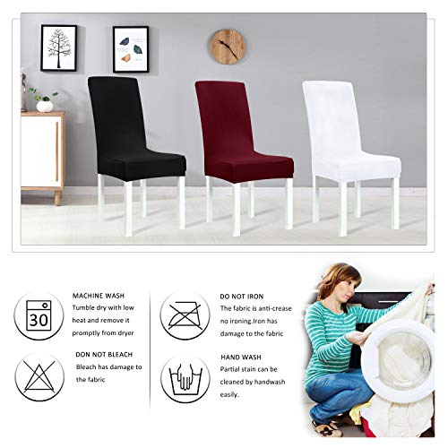 Obstal Black Stretch Spandex Dining Room Chair Covers – Set Of 4 Universal Removable Washable Chair Seat Slipcovers Protector For Kitchen, Ceremony, Wedding, Banquet, Hotel And Party #TOP1