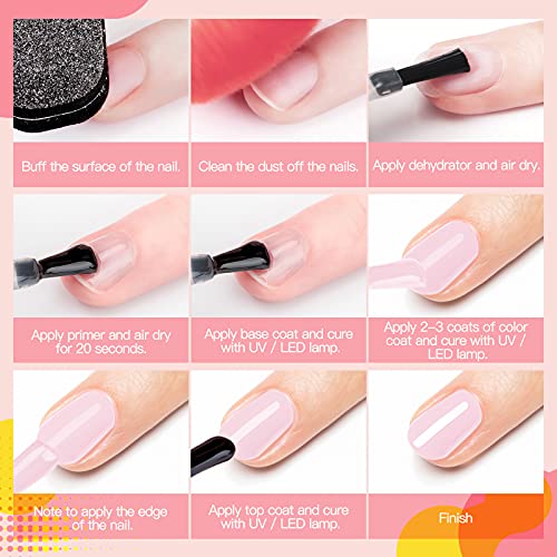 VOXURY Buntes Gel Nagellack Set 6PCS UV LED Shellac Nagellack Set Rosa Grau Violett Blau Gelb UV Nagellack Maniküre Kit… – Bild 8