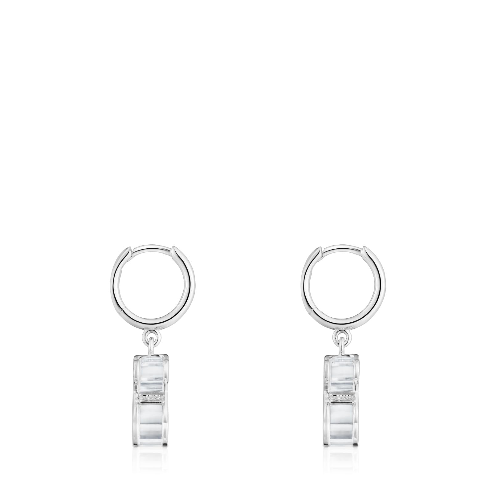 TOUS Pendientes de Aro para Mujer de Plata de Primera Ley y Metacrilato Blanco, Colección Galaxy