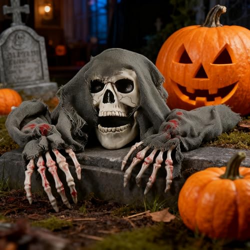 Squelette d'Halloween pour crâne et bras avec piquets - 4