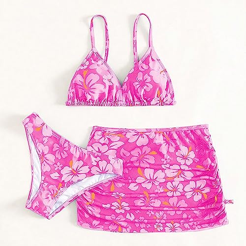 Girls Swimsuit 3 Piece Bathing Suit Quicking Dry Tankini Set with Cover Up Beach Skirt Bikini Swimwear for Kids4