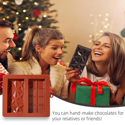 Image of UWILLION Chocolate Bar Mold Deep Dubai 1 Inch Pistachio Chocolate Bar Silicone Thick Mold for Stuffed Bar, Large Candy Bar Mould for Filling