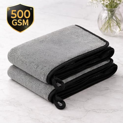 Image of Cutting EDGE 500 GSM Car Microfiber Cloth, 75x35 cm, Dark Grey(Set of 2) | Material: Microfiber, 500 GSM, Ideal for Car, Bike, Glass & Dashboard Cleaning, Soft, Lint-Free & Scratch-Free