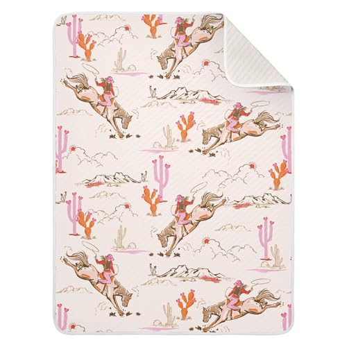 Image of Cowgirl Western American Baby Blankets Soft Warm Crib Stroller Blanket for Toddler Newborn Girls Boys 30x40in