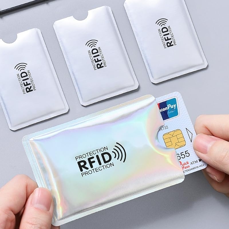 5PCS Creative Anti - degaussing Card Sleeves - 5Pcs RFID Aluminum Foil Sleeves for Bank IC Cards, Anti - Theft Swiping and Certificate Holding, Golden
