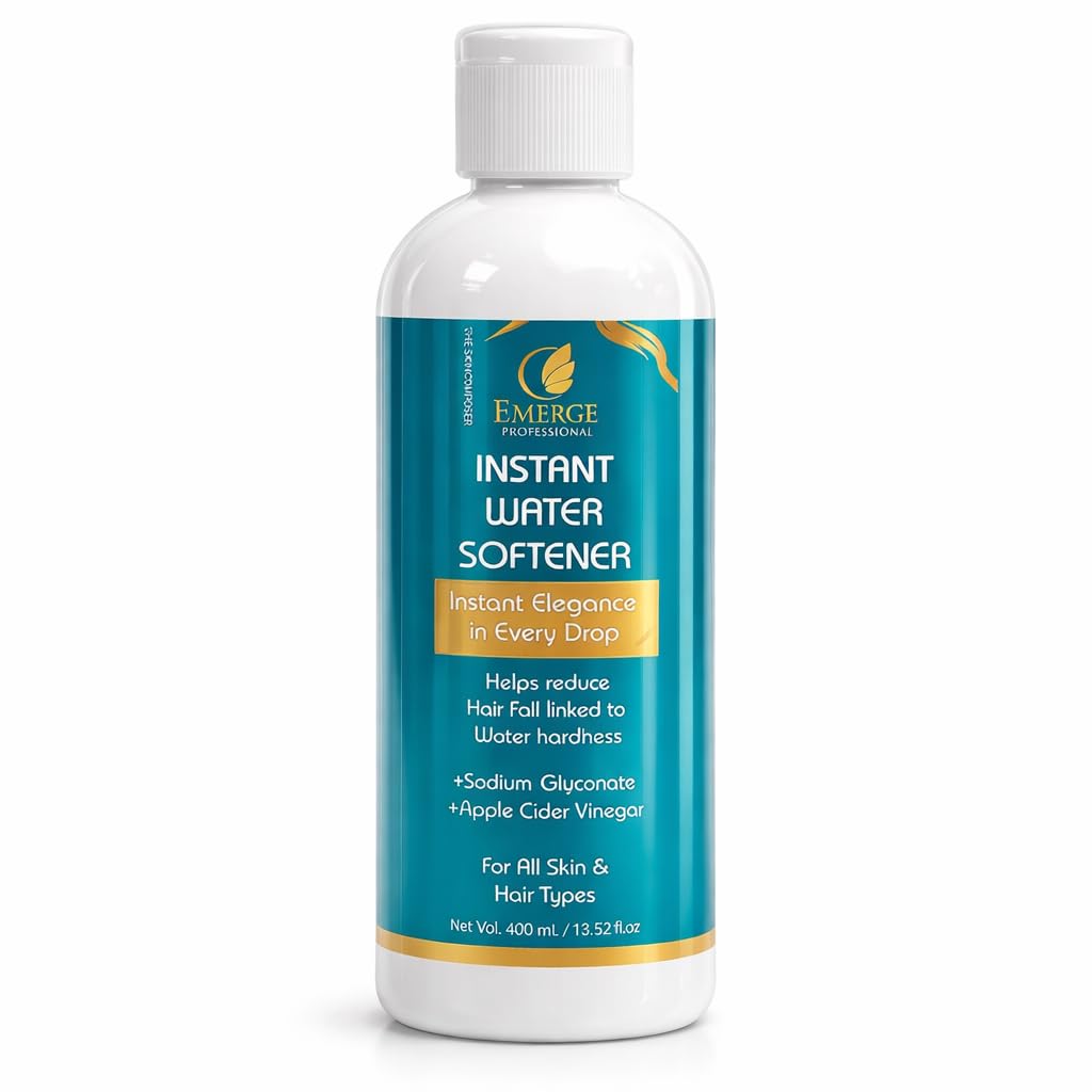 Emerge Professional Instant Water Softener | Hard Water Solution for Hair Fall & Skin Dryness | Enriched with Sodium Gluconate & Apple Cider Vinegar | For All Hair & Skin Types | 400 ml