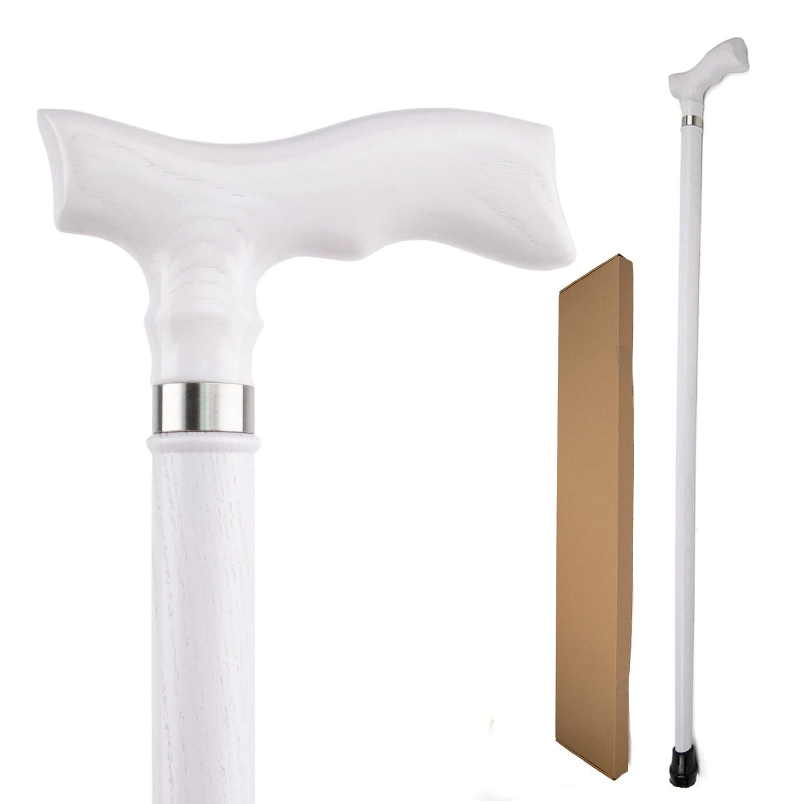 Bastón de Caminar Madera Blanca con Mango Ergonómico – Ligero y Resistente para Hombres Mujeres Ancianos, Uso Diario, Regalo & Colección