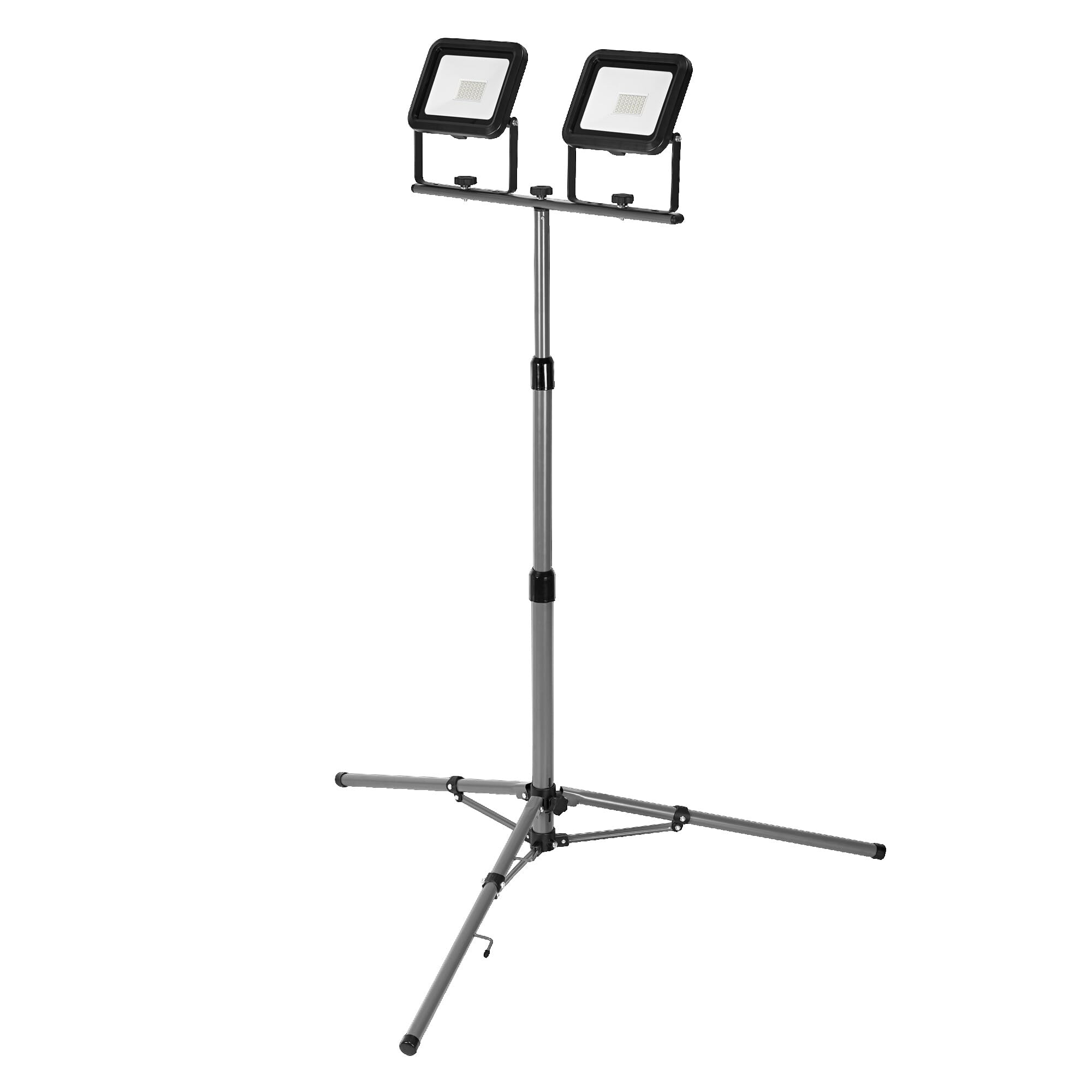 LEDVANCE Lámpara de trabajo LED portátil para aplicaciones exteriores, Worklight Value con trípode plegable y 2x focos de 30W, blanco luz diurna (6500K), gris oscuro, paquete de 1