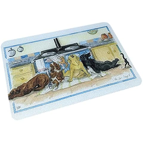 Medium 30x40cm Premium Textured Glass Chopping Board, Alisons Animals Novelty Dogs Aga Saga Design, Kitchen Worktop Saver Protector Made in The UK Cover